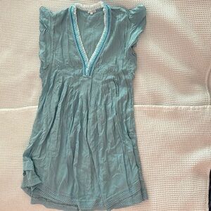NWOT Poupette St. Barth Blue Dress with White Trim
